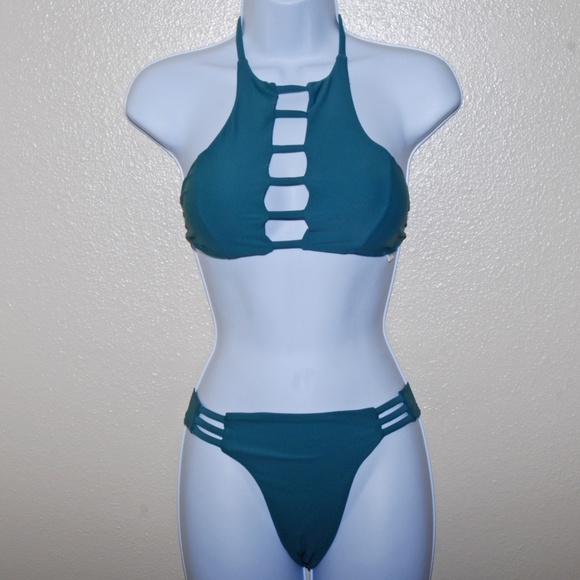 Zaful Other - Zaful Cage Front High Neck Bikini Set